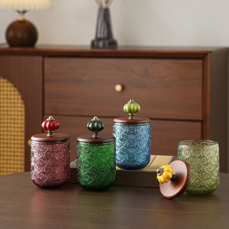 Candle Making Jars With Lids - Retro glazen opbergdoos voor wattenstaafjes, creatieve